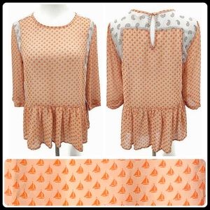 Sailboat print sheer top